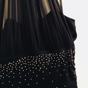 Black evening gown or prom dress with sequences